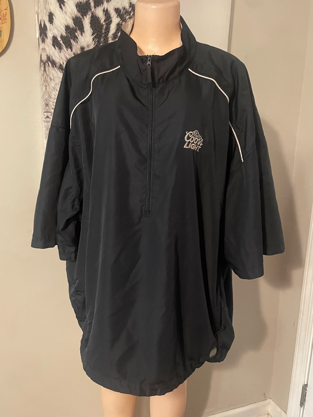 Vintage Reebok Coors Light Black Windbreaker Pullover Jacket shirt top 3XL black